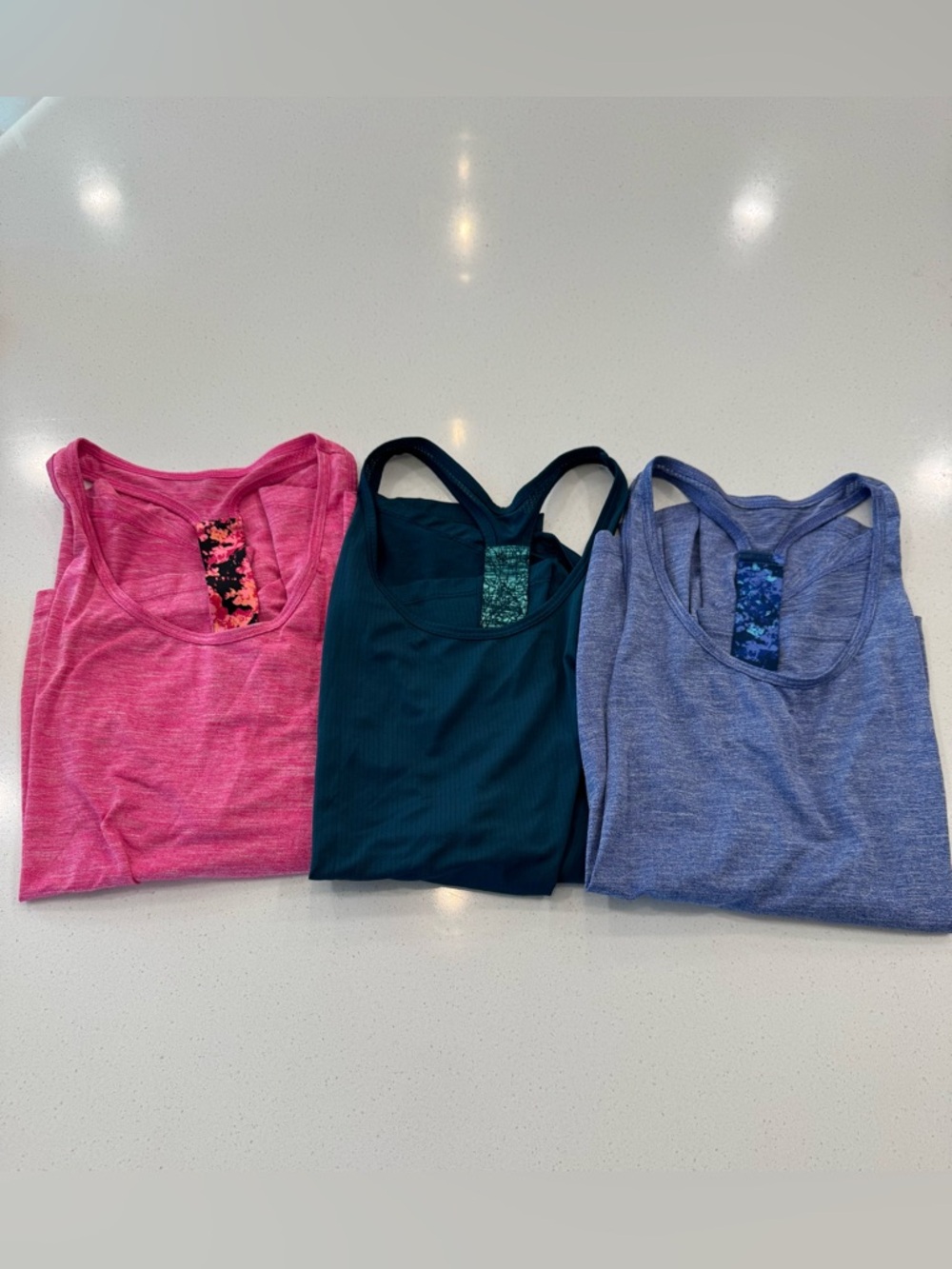Old Navy Racerback Active Tank Bundle  - Pink, Teal, Blue in Medium